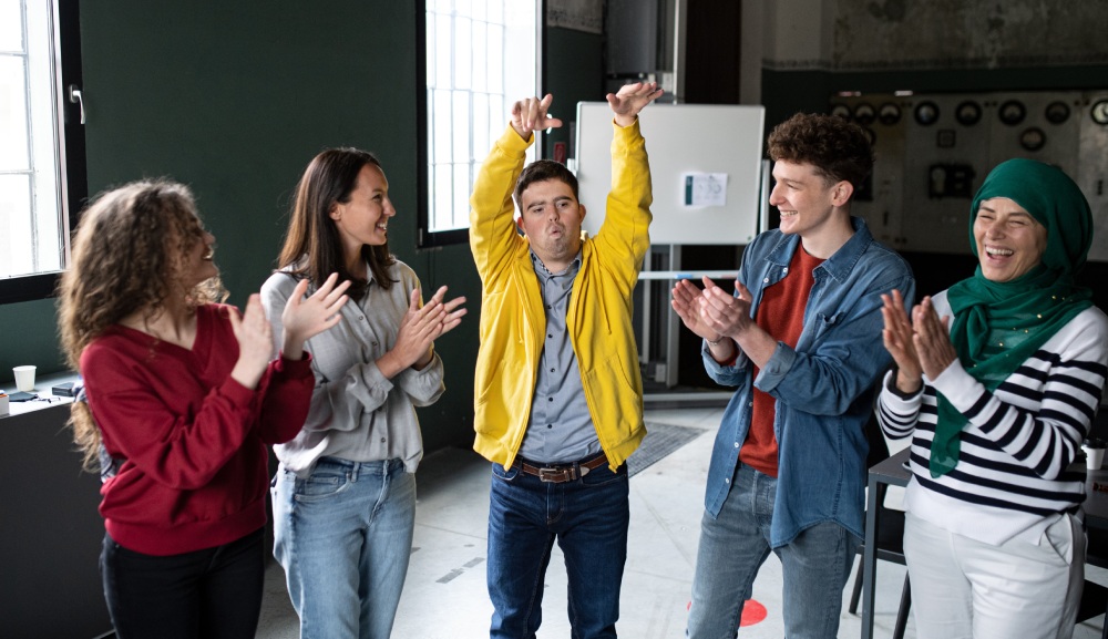 Group of people laughing